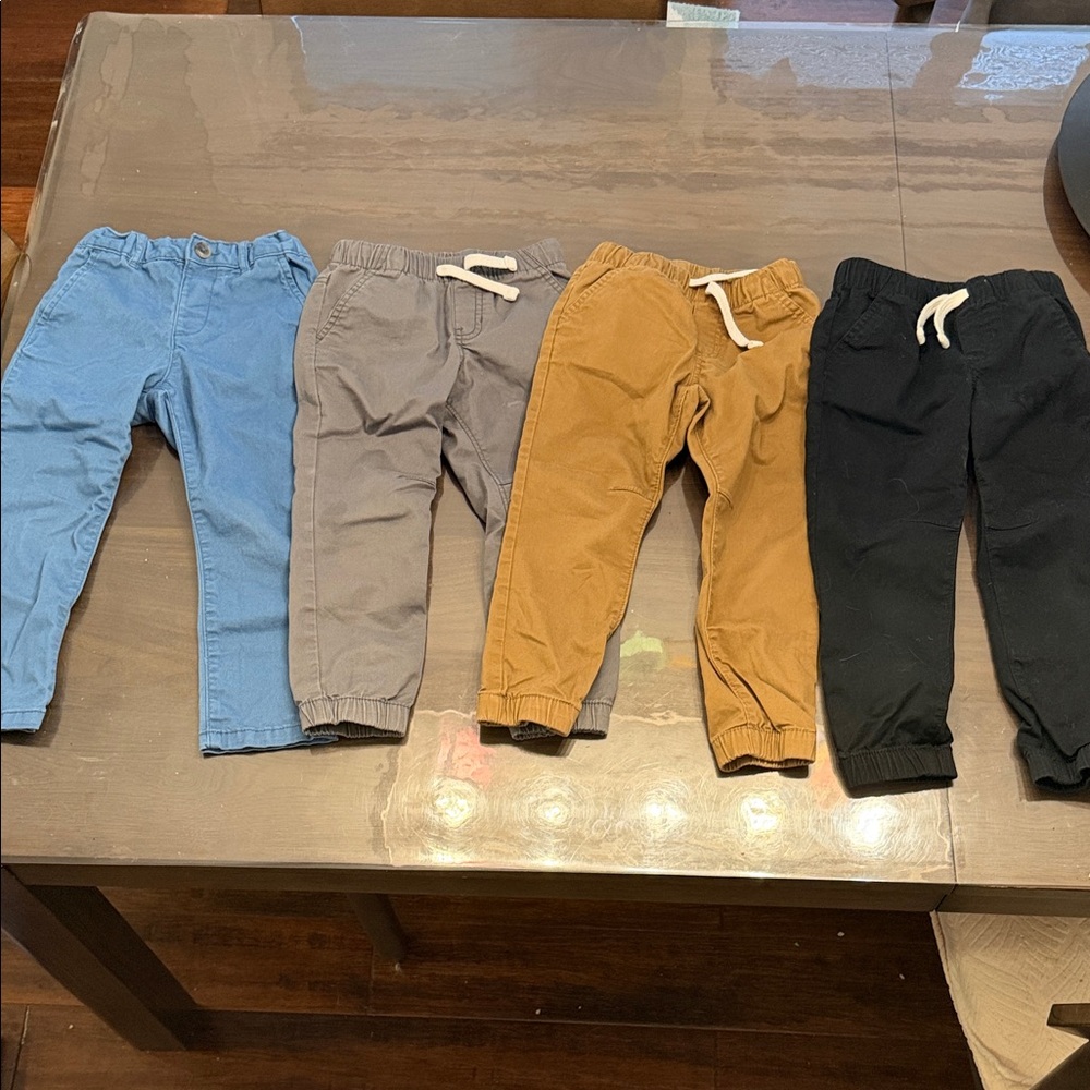 Size toddler boys 4T pant lot Kids Jogger Pants - Blue, Gray, Brown, Black